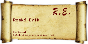 Roskó Erik névjegykártya